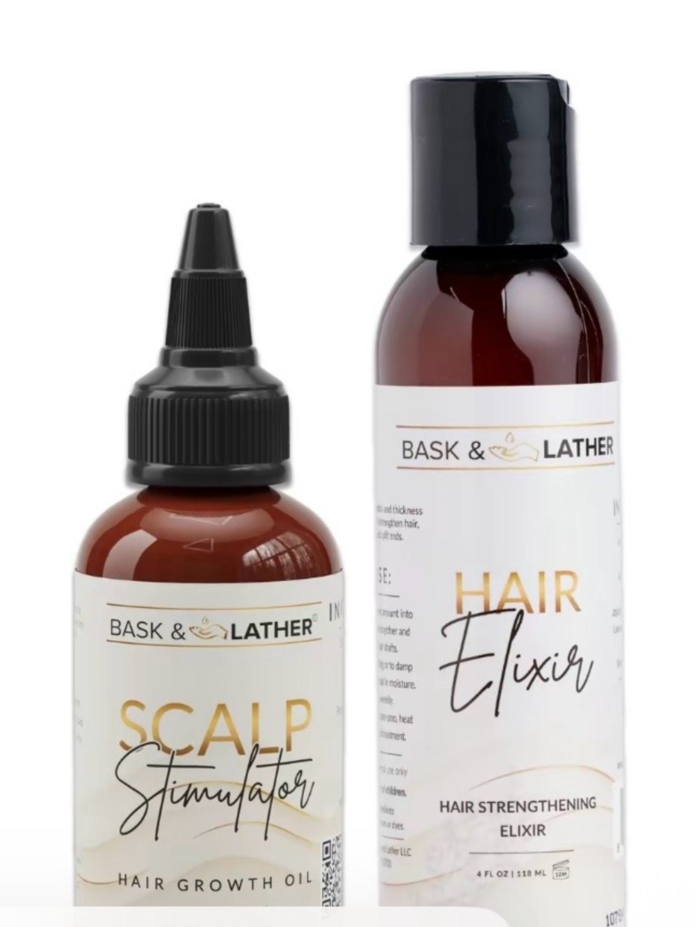 Scalp Stimulator & Hair Elixir Set - White & Brown